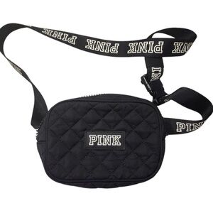 VS PINK Quilted Black Crossbody Fanny Bag
